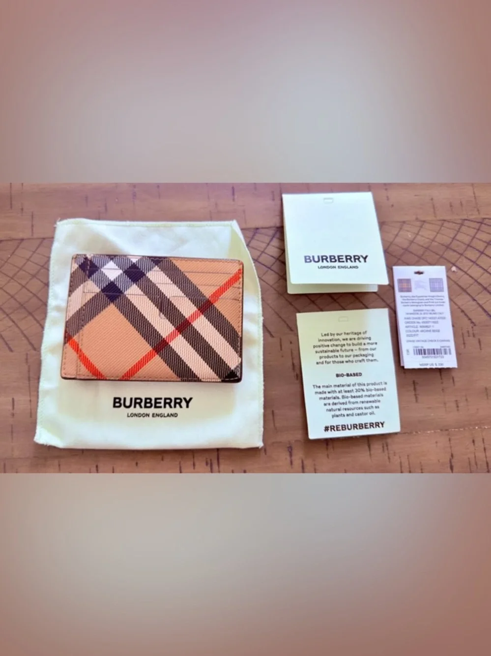 Burberry Plaid Card Case with Polished Stainless Steel Money Clip